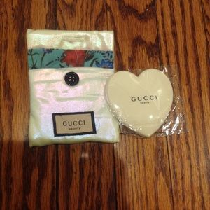White Heart Mirror in Pouch New